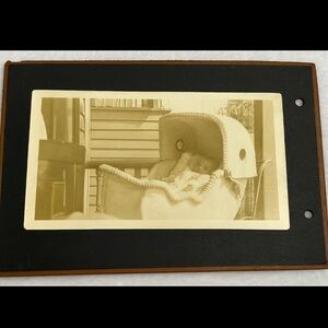 Edwardian 1910s Sepia Photo Baby in Wicker Carriage Asbury Park Snapshot Page